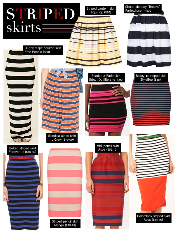 stripes spring 2012, striped skirts, budget style