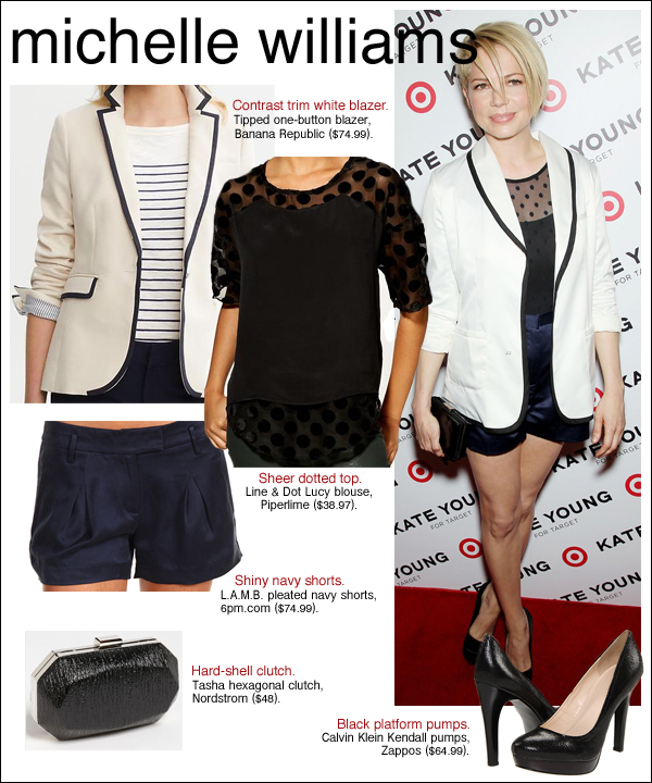 michelle williams kate young for target, michelle williams style, michelle williams target